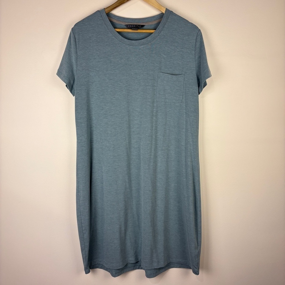Free Fly Short Sleeve Blue Bamboo Pocket T-Shirt Dress